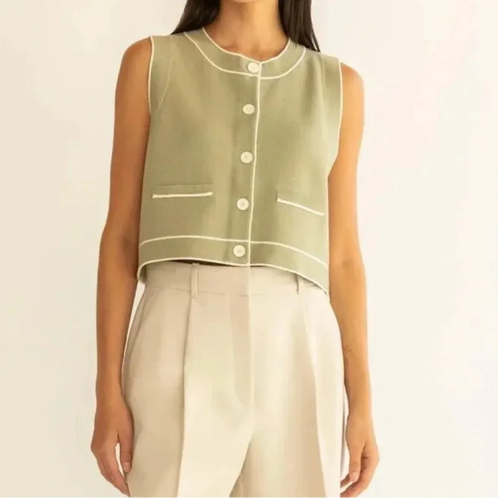 Emerson Lang Young Contemporary Knit Button Front Vest – Size L - Picture 1 of 11